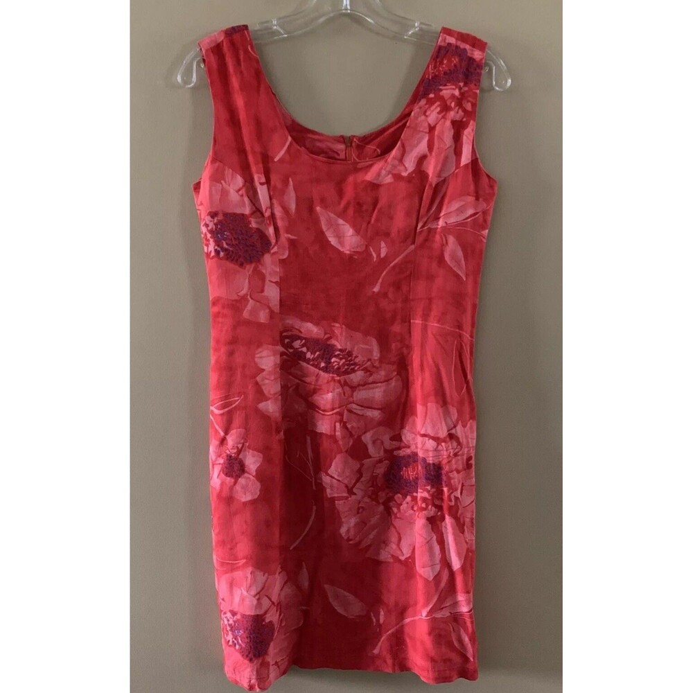 Vintage Jams World Women’s Dress Sleeveless Sz Small Red Floral Zip Up Hawaiian